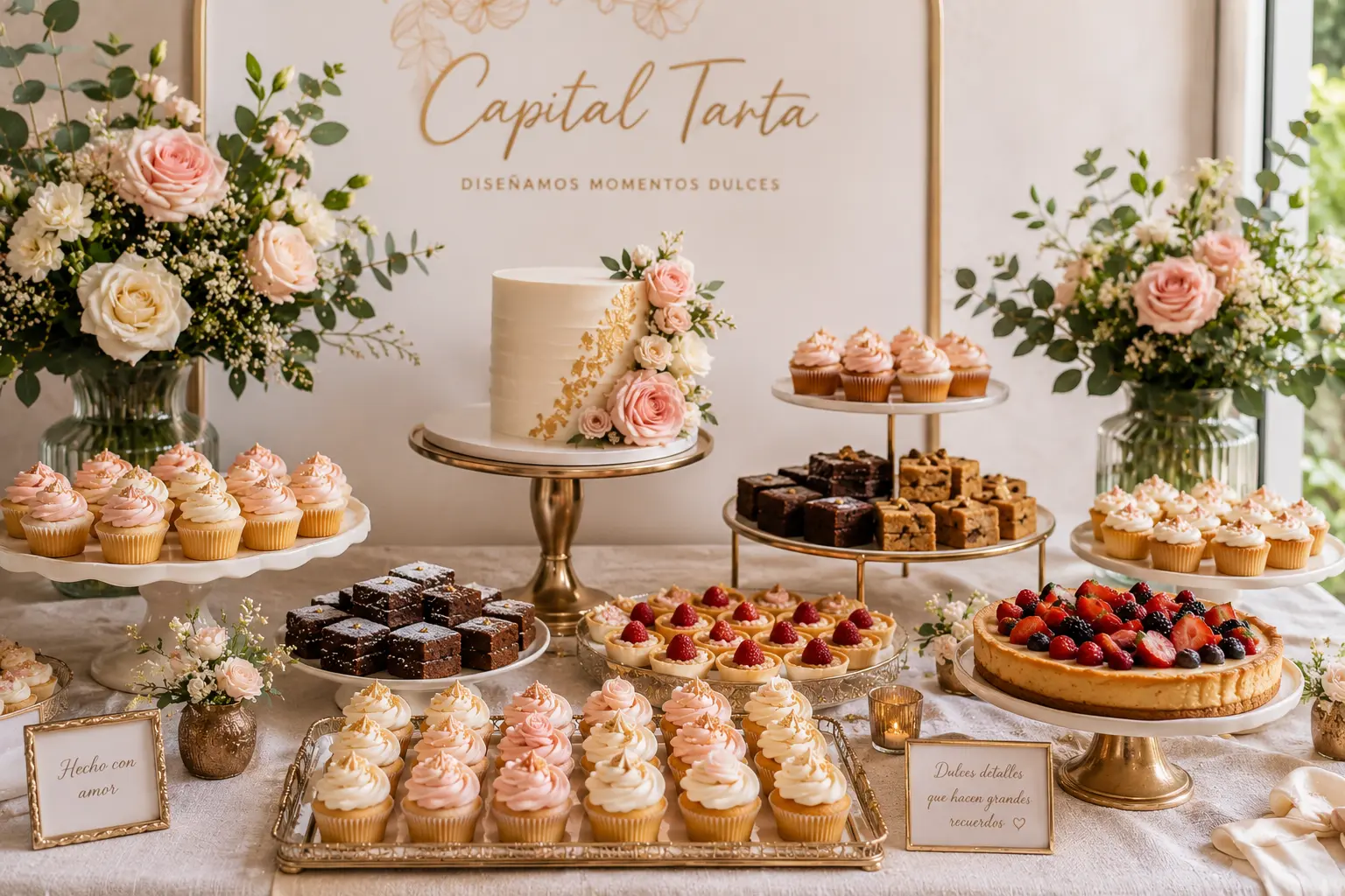 tarjeta de mesa de postres Capital Tarta